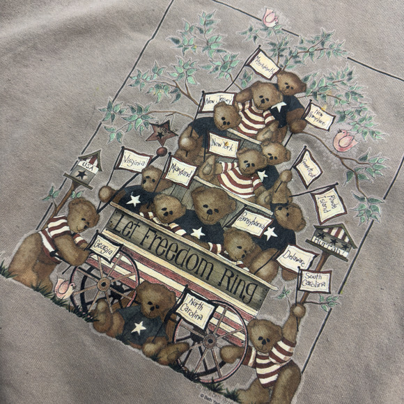 Jerzees Sweatshirt Women's XL Brown Fleece Let Freedom Ring Long Sleeve Pullover - Picture 3 of 6